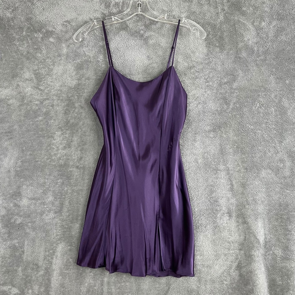 Vintage Y2K Victorias Seceret Mini Slip Dress Womens S Purple 100% Silk